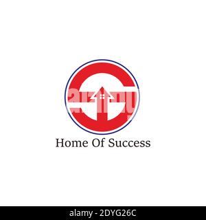 letter s home business arrow up geometry design logo vector Stock Vector