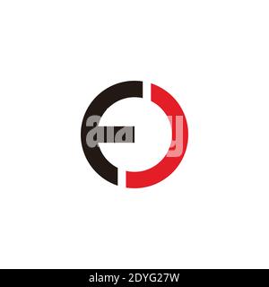 abstract letter fj flat geometric round logo vector Stock Vector
