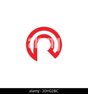 abstract letter r red simple circle geometric design logo vector Stock Vector