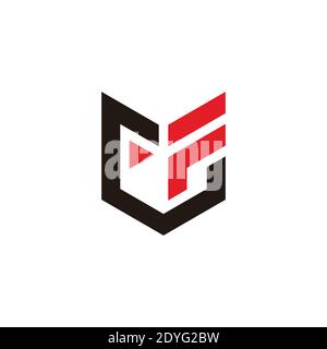 abstract letter cf triangle emblem badge flat logo vector Stock Vector