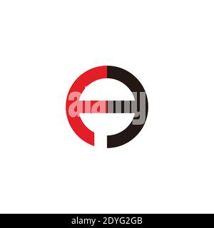 simple flat letter fe circle geometric colorful logo vector Stock Vector