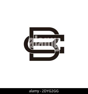 letter bc overlap design line 3d flat logo vector Stock Vector
