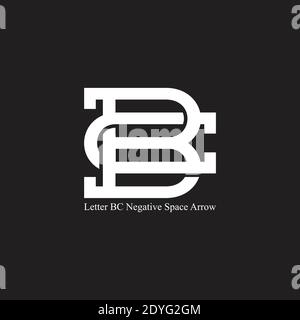 letter cb negative space hidden arrow geometric logo vector Stock Vector