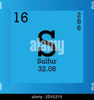 S Sulfur Chemical Element Periodic Table. Single vector illustration, element icon with molar mass, atomic number and electron conf. Stock Vector