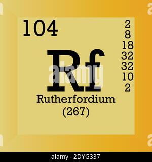Rf Rutherfordium Chemical Element Periodic Table. Single vector illustration, element icon with molar mass, atomic number and electron conf. Stock Vector