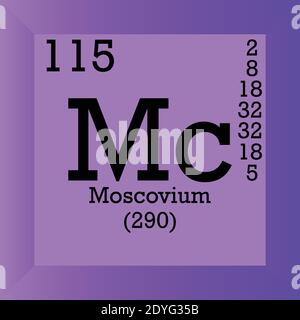Mc Moscovium Chemical Element Periodic Table. Single vector illustration, element icon with molar mass, atomic number and electron conf. Stock Vector