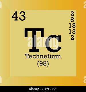 Tc Technetium Chemical Element Periodic Table. Single vector illustration, element icon with molar mass, atomic number and electron conf. Stock Vector