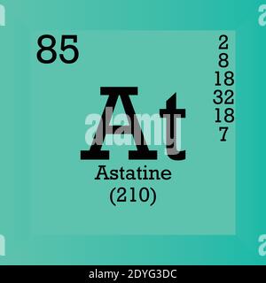 At Astatine Chemical Element Periodic Table. Single vector illustration, element icon with molar mass, atomic number and electron conf. Stock Vector