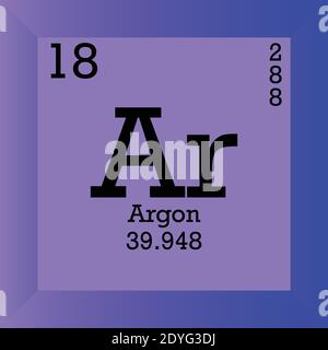 Ar Argon Chemical Element Periodic Table. Single vector illustration, element icon with molar mass, atomic number and electron conf. Stock Vector