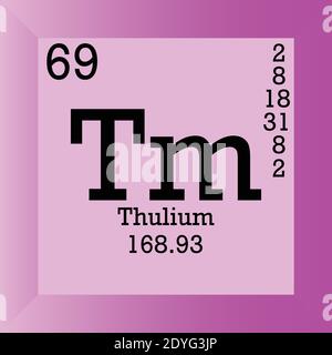 Tm Thulium Chemical Element Periodic Table. Single vector illustration, element icon with molar mass, atomic number and electron conf. Stock Vector