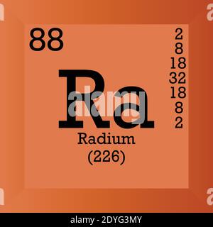 Ra Radium Chemical Element Periodic Table. Single vector illustration, element icon with molar mass, atomic number and electron conf. Stock Vector