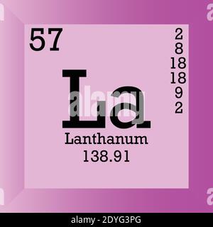 La Lanthanum Chemical Element Periodic Table. Single vector illustration, element icon with molar mass, atomic number and electron conf. Stock Vector