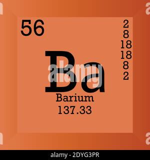 Ba Barium Chemical Element Periodic Table. Single vector illustration, element icon with molar mass, atomic number and electron conf. Stock Vector