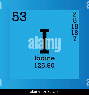 I Iodine Chemical Element Periodic Table. Single vector illustration, element icon with molar mass, atomic number and electron conf. Stock Vector