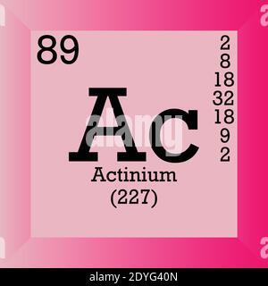 Ac Actinium Chemical Element Periodic Table. Single vector illustration, element icon with molar mass, atomic number and electron conf. Stock Vector