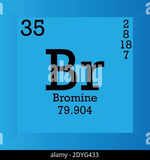 Br Bromine Chemical Element Periodic Table. Single vector illustration, element icon with molar mass, atomic number and electron conf. Stock Vector