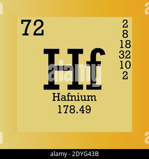Hf Hafnium Chemical Element Periodic Table. Single vector illustration, element icon with molar mass, atomic number and electron conf. Stock Vector