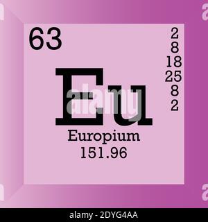 Eu Europium Chemical Element Periodic Table. Single vector illustration, element icon with molar mass, atomic number and electron conf. Stock Vector