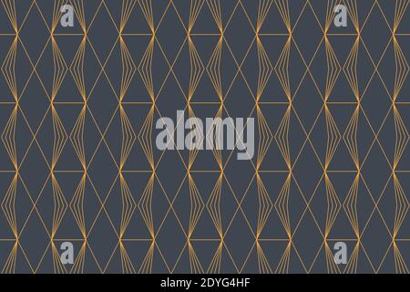 Seamless, abstract background pattern made with lines forming hexagon and triangle geometric shapes. Decorative, simple and modern vector art in yello Stock Photo
