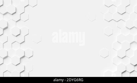 Abstract geometric background. White surface with hexagonal shapes showing both sides. 3d rendering Stock Photo