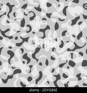 Grayscale texture from curved blots. Abstract vector marble background Stock Vector