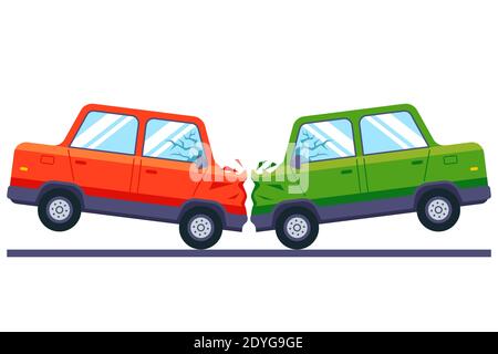 Road accident. Two cars crashed. Road safety concept. Vector ...