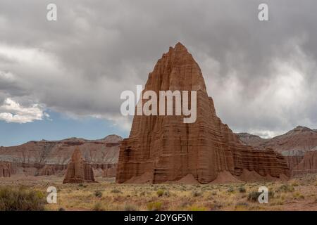 Temple of the Sun and Temple of the Moon With A Cloudy Sky Stock Photo