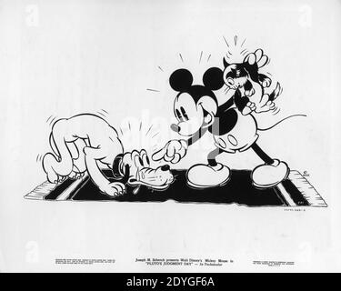 WALT DISNEY's PLUTO MICKEY MOUSE and a Scared Cat in PLUTO'S JUDGEMENT DAY 1935 director DAVID HAND Walt Disney Productions / United Artists Stock Photo
