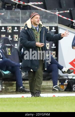 MILTON KEYNES, ENGLAND. DECEMBER 26TH. Bristol Rovers manager Paul Tisdale during the first half of the Sky Bet League One match between MK Dons and Bristol Rovers at Stadium MK, Milton Keynes on Saturday 26th December 2020. (Credit: John Cripps | MI News) Credit: MI News & Sport /Alamy Live News Stock Photo