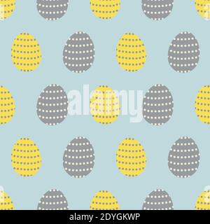 yellow and gray easter egg seamless vector pattern Stock Vector