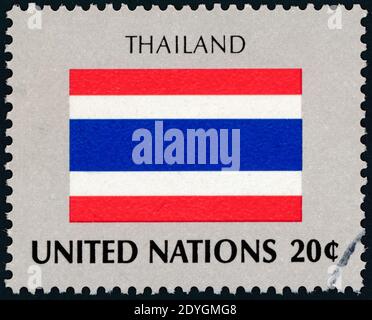 THAILAND FLAG - Postage Stamp isolated on black (large xxl format)