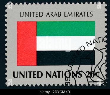 20 centov postage stamp and United arab emirates flag (large xxl format) Stock Photo
