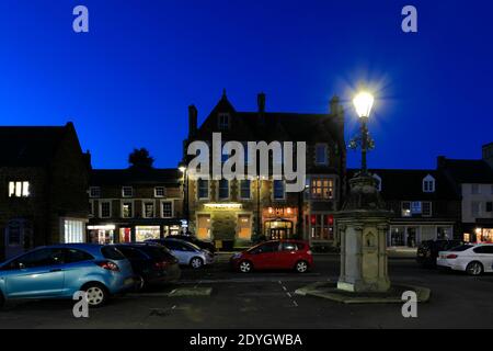 Evening view of the Market Place, Uppingham town, Rutland, England, UK Stock Photo