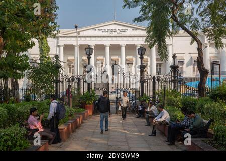 Mumbai India The Town Hall, home to the Asiatic Society Library from Horniman Gardens in Horniman Circle. Stock Photo