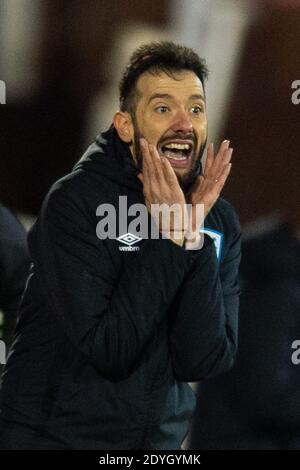 Huddersfield Town manager Carlos Corberan speaks to the media after the ...