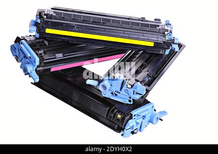 Laser Printer toner cartridges on a light background Stock Photo