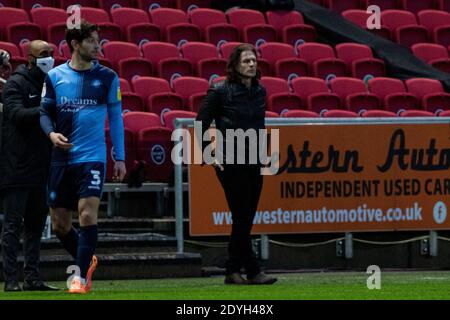 Bristol, UK. 26th Dec, 2020. Wycombe Wanderers manager Gareth Ainsworth on the touchline at half time. EFL Skybet championship match, Bristol city v Wycombe Wanderers at Ashton Gate Stadium in Bristol, Avon on Boxing Day, Saturday 26th December 2020. this image may only be used for Editorial purposes. Editorial use only, license required for commercial use. No use in betting, games or a single club/league/player publications. pic by Lewis Mitchell/Andrew Orchard sports photography/Alamy Live news Credit: Andrew Orchard sports photography/Alamy Live News Stock Photo