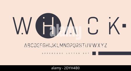 Vector thin linear sans uppercase letter set, alphabet, typography Stock Vector