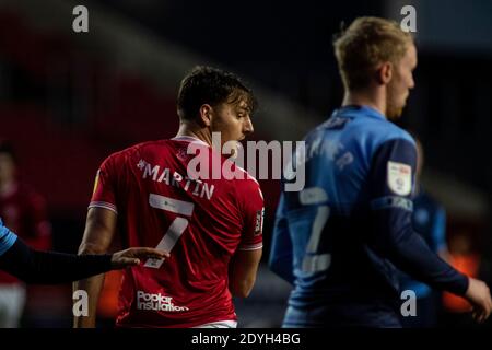 Bristol, UK. 26th Dec, 2020. Chris Martin of Bristol City in action against Wycombe Wanderers EFL Skybet championship match, Bristol city v Wycombe Wanderers at Ashton Gate Stadium in Bristol, Avon on Boxing Day, Saturday 26th December 2020. this image may only be used for Editorial purposes. Editorial use only, license required for commercial use. No use in betting, games or a single club/league/player publications. pic by Lewis Mitchell/Andrew Orchard sports photography/Alamy Live news Credit: Andrew Orchard sports photography/Alamy Live News Stock Photo