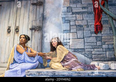 Alabama Montgomery Alabama Shakespeare Festival stage,The Trojan Women play actresses Black woman female scene dress rehearsal, Stock Photo