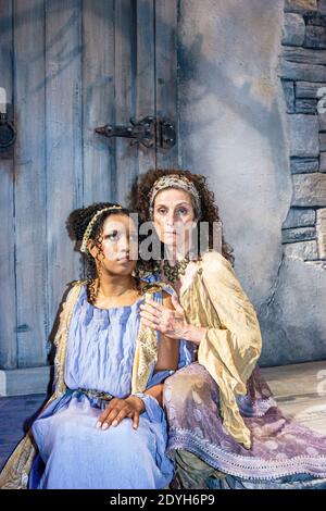 Alabama Montgomery Alabama Shakespeare Festival stage,The Trojan Women play actresses Black woman female scene dress rehearsal, Stock Photo