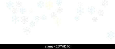 Snowflakes in white and very soft pastels on transparent background.  Horizontal. Vector. Hand drawn Stock Vector
