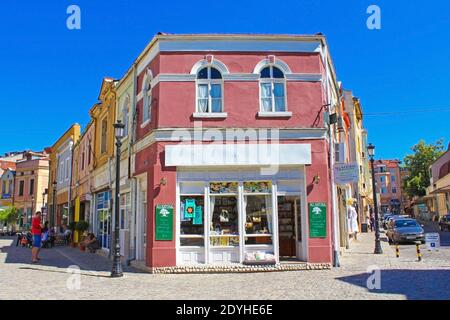 Street view of Kapana neigbourhood-trendy district in Plovdiv. The most modern part of the city, Plovdiv,Bulgaria,July 2016 Stock Photo