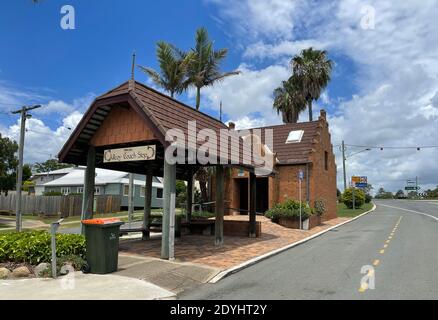 View of the historical coach stop and restrooms in the main street of the rural town of Kilcoy, Queensland, Australia Stock Photo