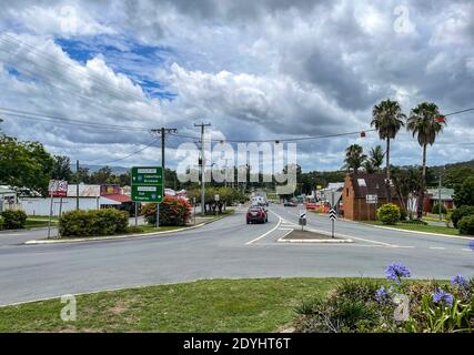 View of the main street of Kilcoy, town established in 1841 and located north-west of Brisbane in the Somerset Region, Queensland, Australia Stock Photo