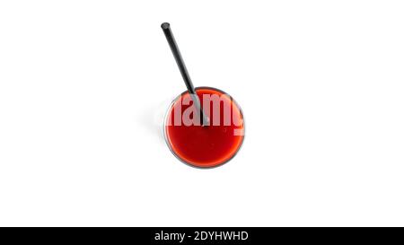 Tomato juice in glass on a white background. View from the top. High quality photo Stock Photo