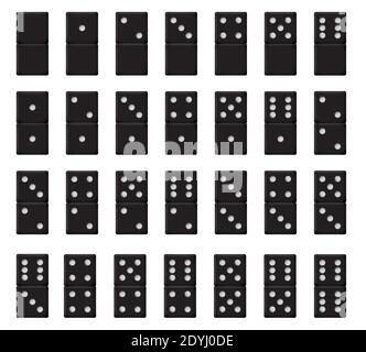 Plastic Black Realistic Domino Vector Illustration Stock Vector
