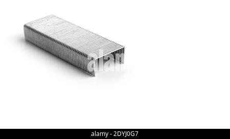 Metal staples on a white background. High quality photo Stock Photo
