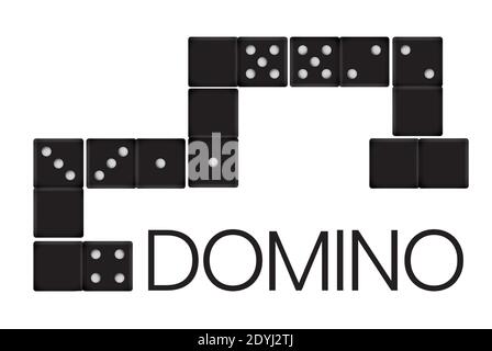 Plastic Black Realistic Domino Vector Illustration Stock Vector