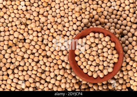 Whole yellow peas background and texture. Top view. Stock Photo